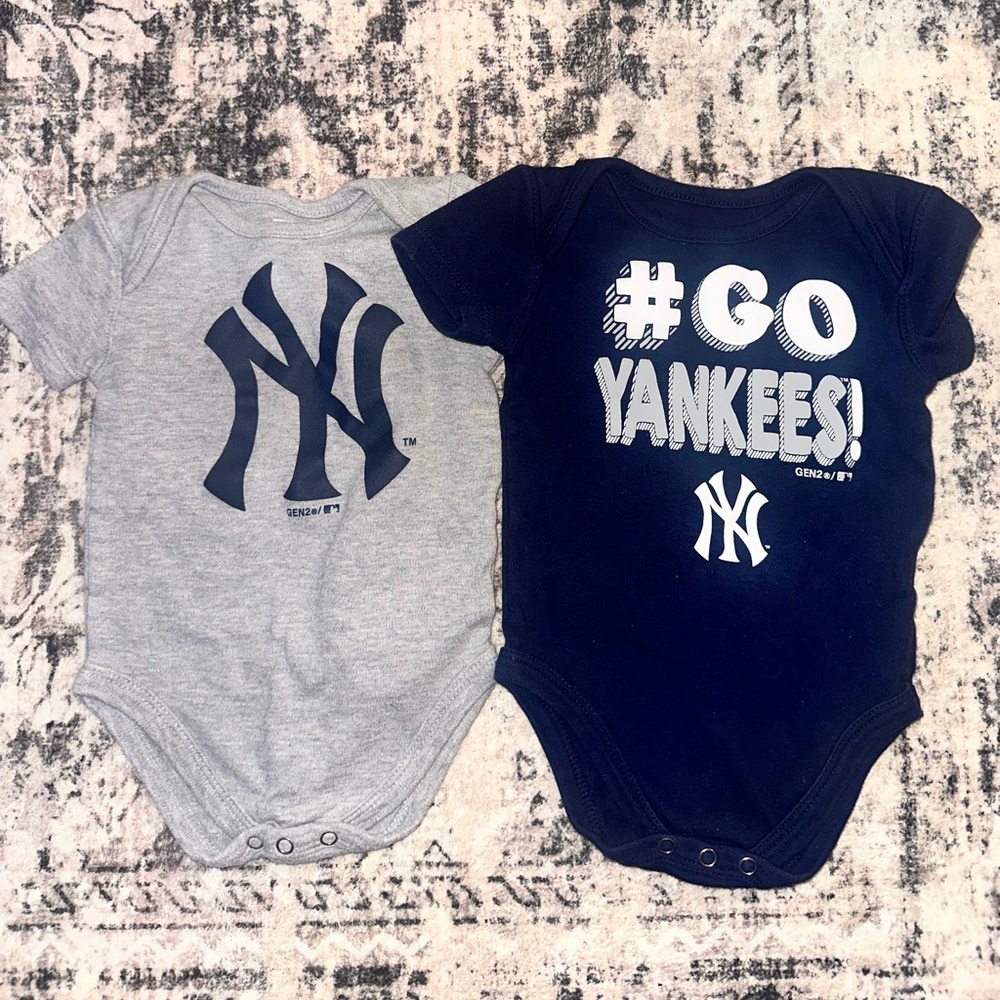 Gray and Navy New York Yankees Onesies